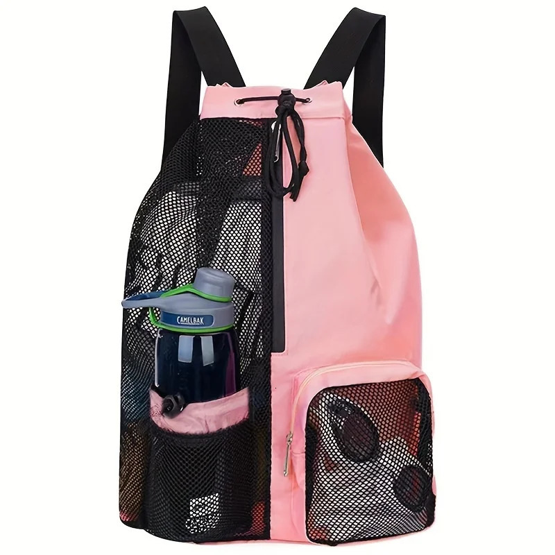 Ship from US Sports Drawstring Backpack with Mesh Pocket Fitness Travel Outdoor Sport Sackpack Large Capacity Gym Swim Beach Bags Camping Bag 250227FB