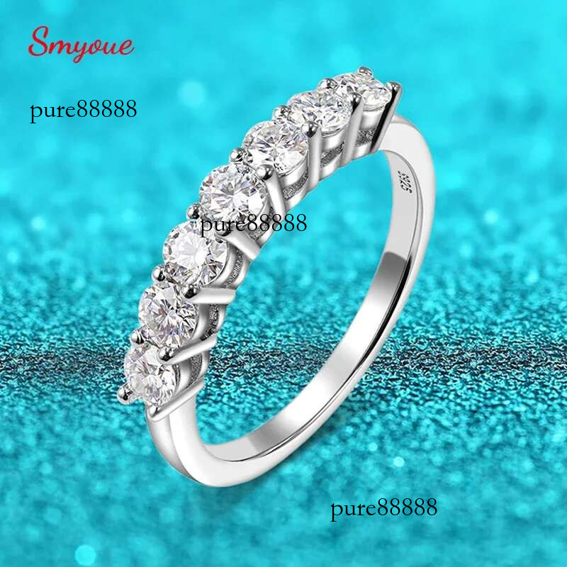 Smyoue 0.7CT 3mm Gemstone Moissanite Rings for Women S Sier Matching Wedding Dias Band Stackable Ring White Gold Gift
