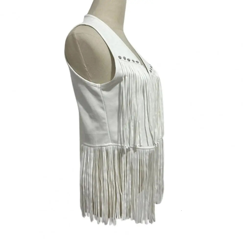 Fringe Vest Women Leather Suede Tassels Vintage Western Country Cowgirl Cardigan Waistcoat Jacket 250226