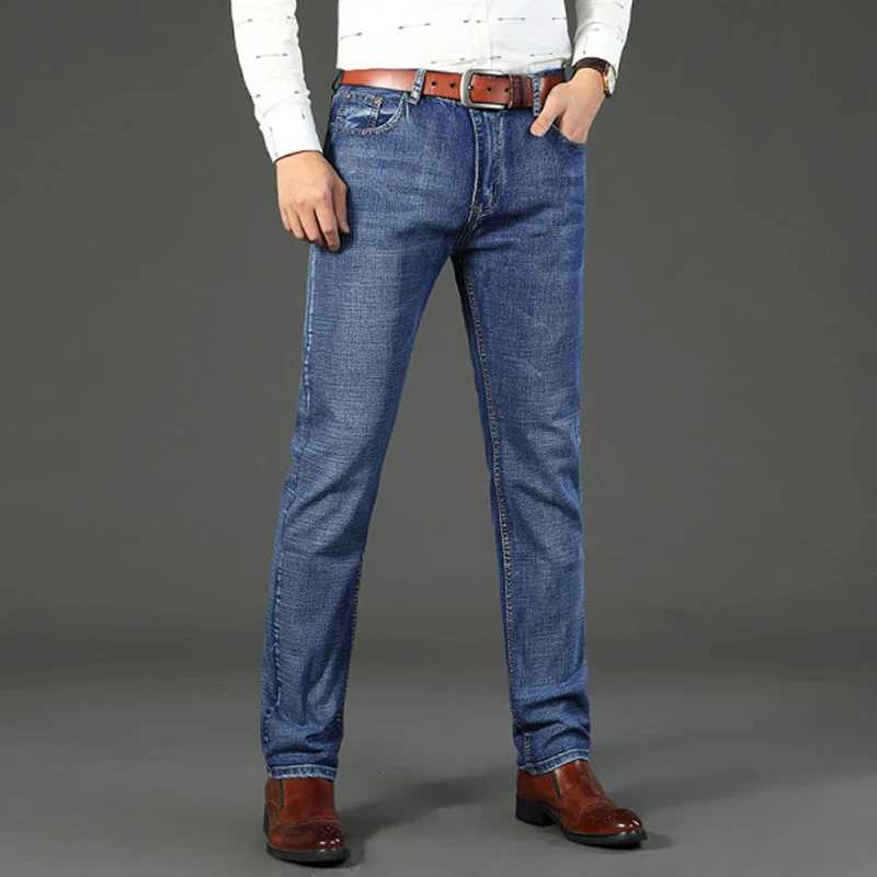 Classic Business Casual Jeans Men 2023 New Fashion Blue Slim Stretch Denim Trousers Male High Quality Luxury Pants Men Clothing X250227