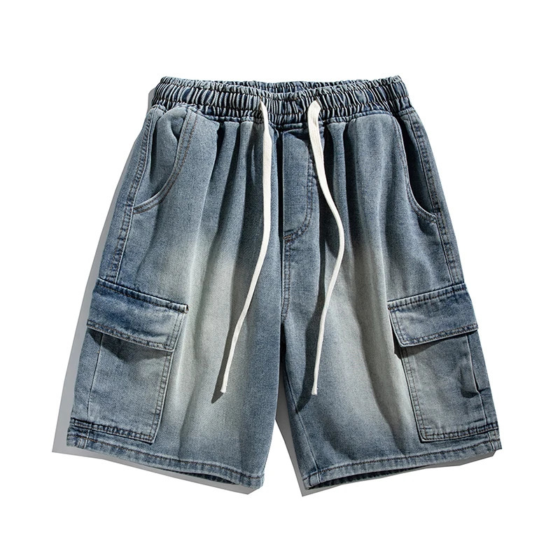 Summer Fashion Male Denim Shorts Vintage Nostalgic Loose Casual Short Jeans Elastic Waist Classic Mens Cargo Streetwear 250226