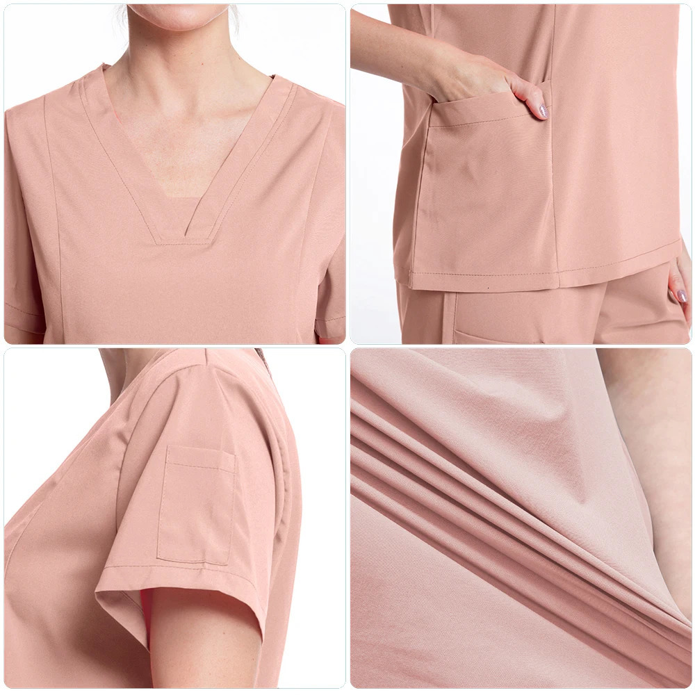 Stretch Women Uniforms Scrubs Tops Pant Gowns Nursing Accessories Dental Clinic Beauty Salon Workwear Clothes 250226