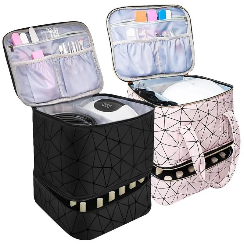 Ship from US Essential Oil Bag Portable Nail Polish Storage Makeup Cases Organizer Cosmetic Handbag With Handle Layers For Travel 250227FBB