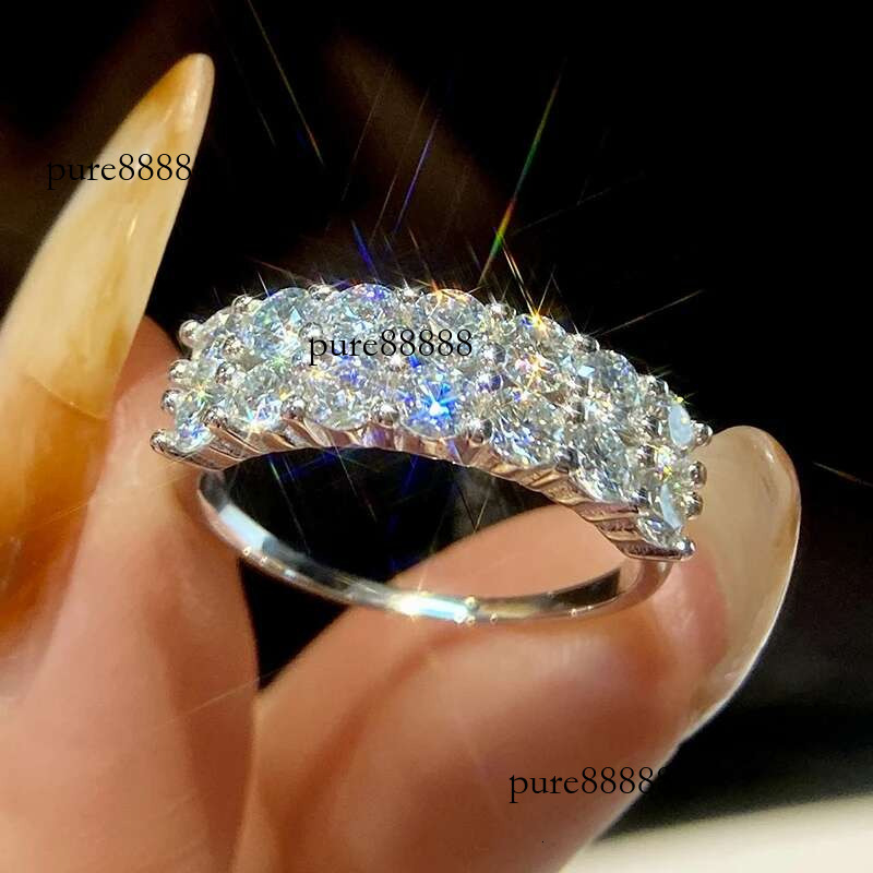 KNB 1.4ct D Color Moissanite Dia Ring for Women Real Sterg Sliver Wedding Engagement Eternity Band Jewelry New