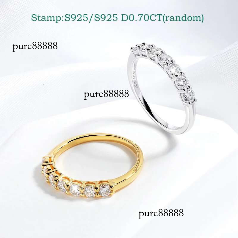 Smyoue 0.7CT 3mm Gemstone Moissanite Rings for Women S Sier Matching Wedding Dias Band Stackable Ring White Gold Gift