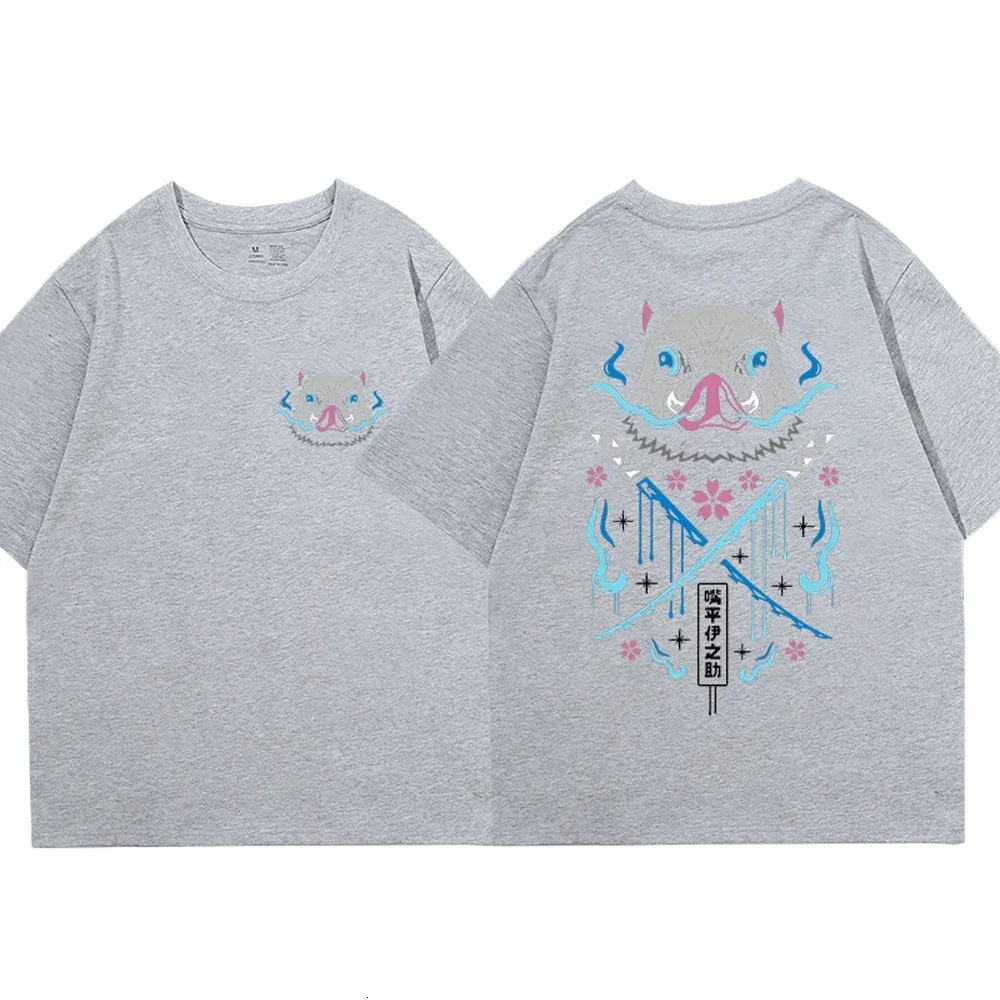 Summer Mens Anime Demon Slayer Print T-Shirt 100% Cotton Japanese Anime Beast Fitness Top High Quality Casual Street 250227