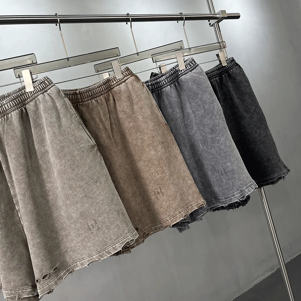 Vintage Washed Shorts For Men Casual Frayed Retro Women Ripped Pants Mens Clothing Summer Y2k Goth Punk Streetwear Male Clothes 250226