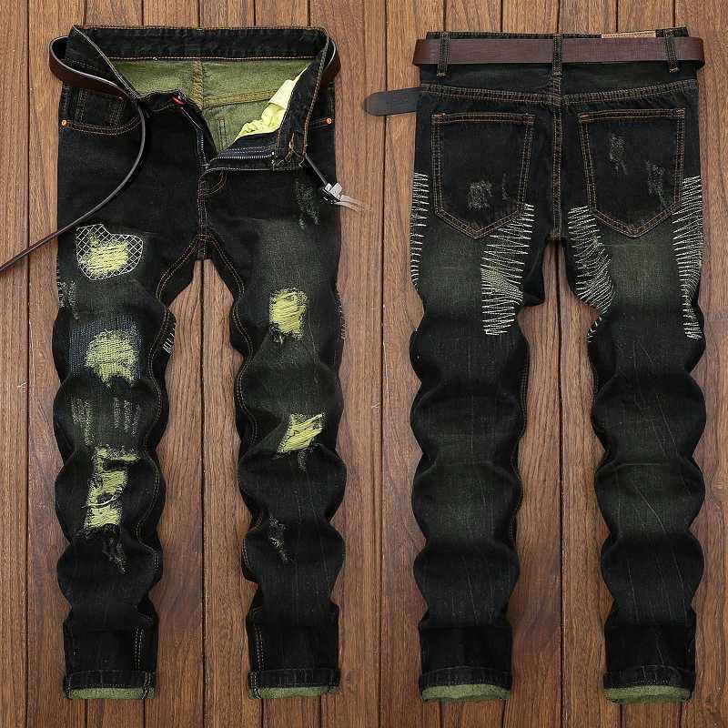 High Brand Motorcycle Jeans Plus Size mens Jeans Ripped Quality Straight Denim Jeans New Style X250227