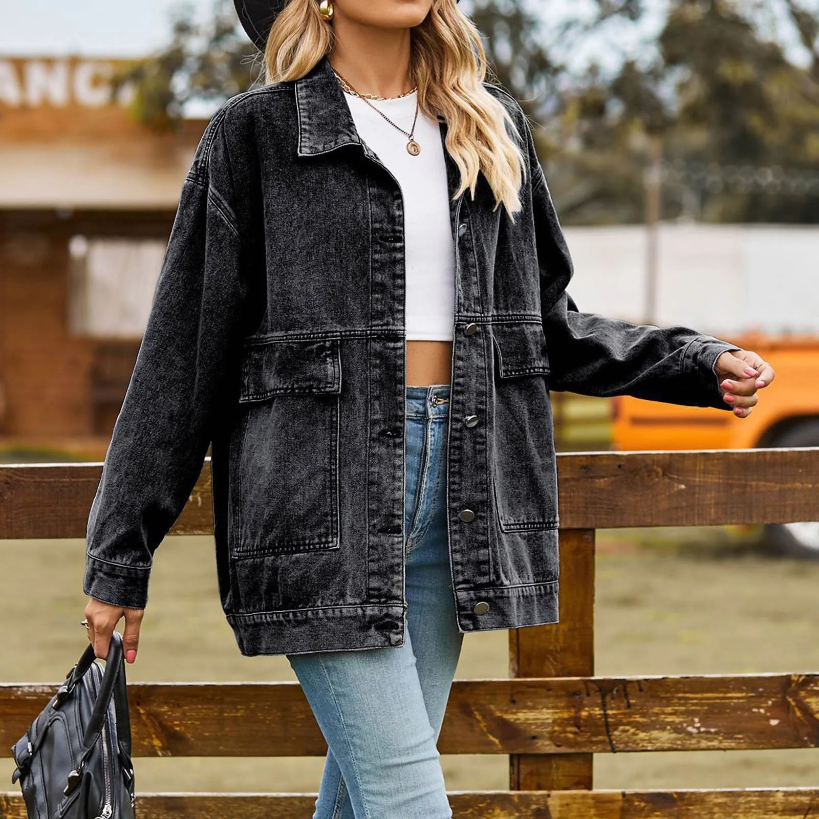 Autumn Winter Cropped Jacket For Women Short Coat Slim Retro Classic Loose Denim Casual 250227