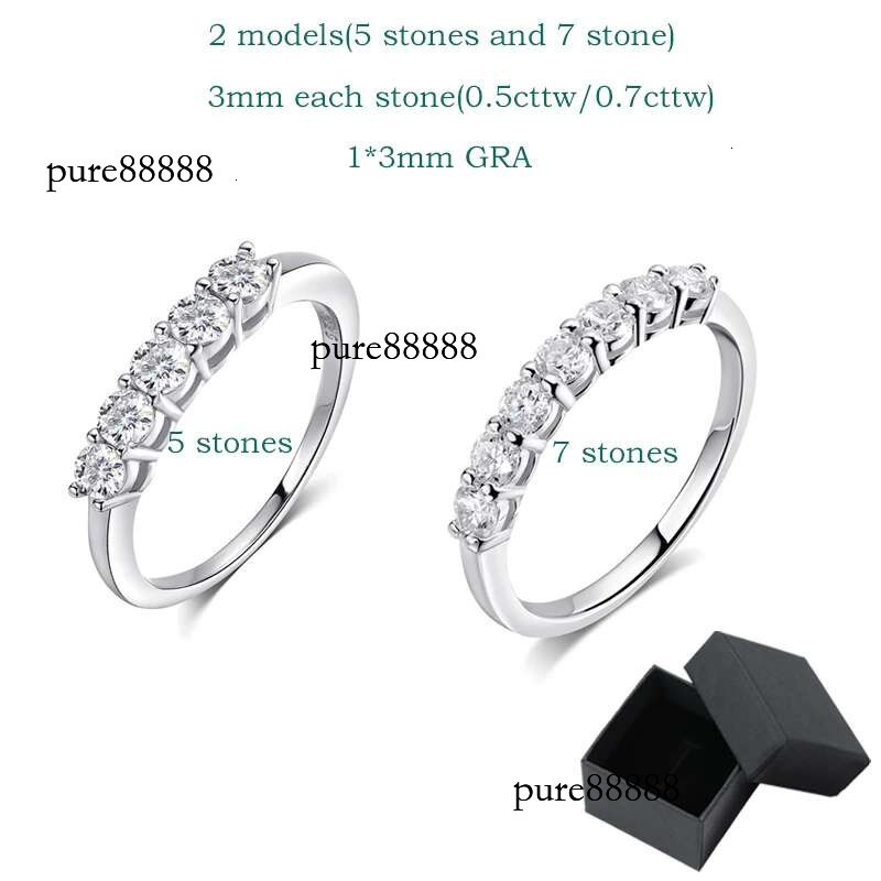 Smyoue 0.7CT 3mm Gemstone Moissanite Rings for Women S Sier Matching Wedding Dias Band Stackable Ring White Gold Gift