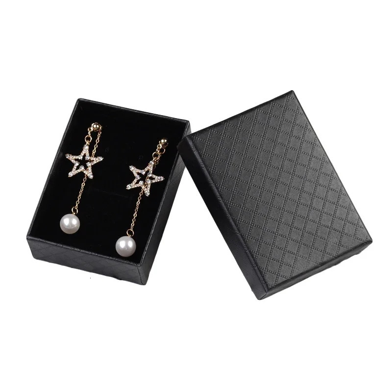24pc Black Cardboard Jewelry Set Box For Pendant Necklace Earring Ring Boxes Packaging Paper Jewellry Organizer Storage Gift Box 250222