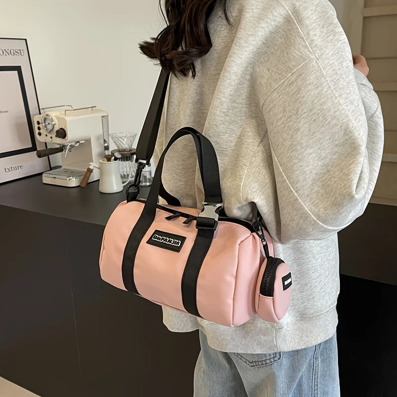 Ship from US Trendy Small Boston Handbag Outdoor Sport Crossbody Bag Versatile Cylinder Bucket With Round Coin Purse 250227FBB