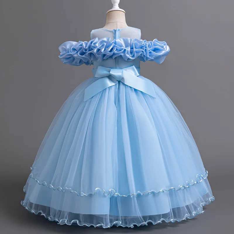 Girl's Dresses New Girl Single Shoulder Bridal Dress Princess Dress Flower Girl Birthday Party Fluffy Dress Childrens Performance Dress Y250227B0