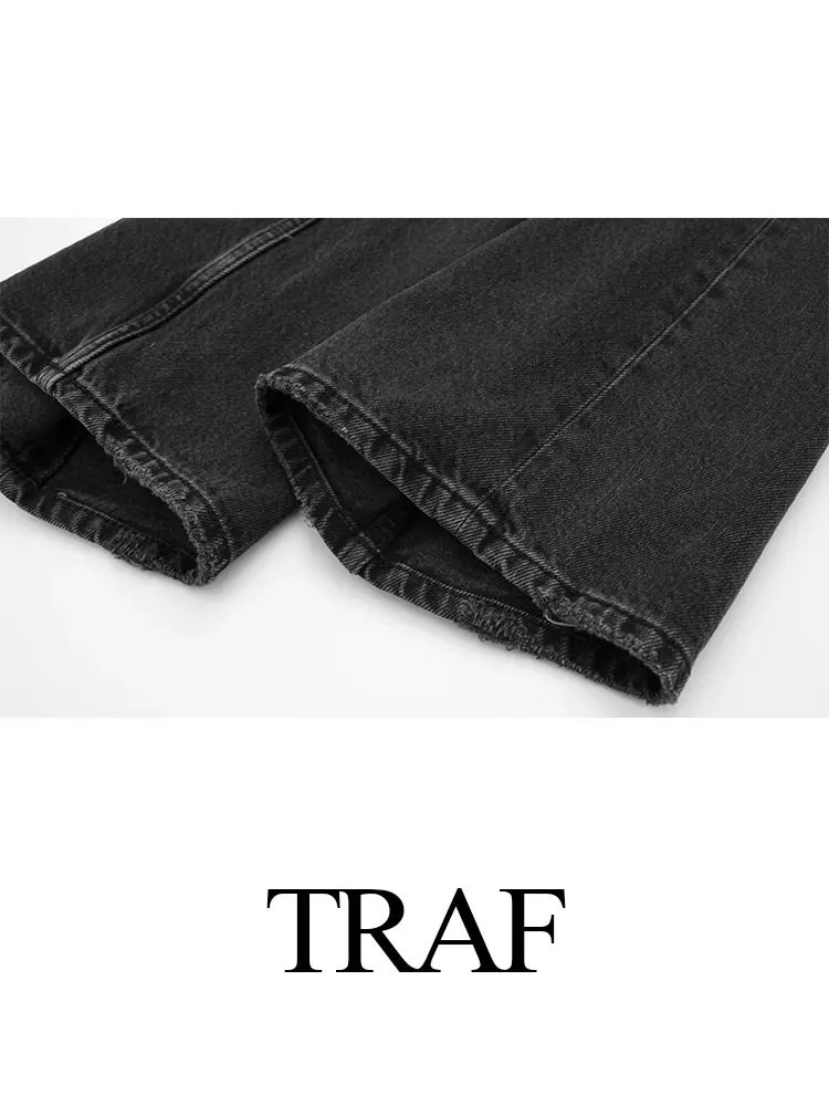 TRAF Women Fashion Denim Jeans Solid Loose Long Pants Woman With Gradient Versatile Casual Streetwear Baggy Trousers 250226