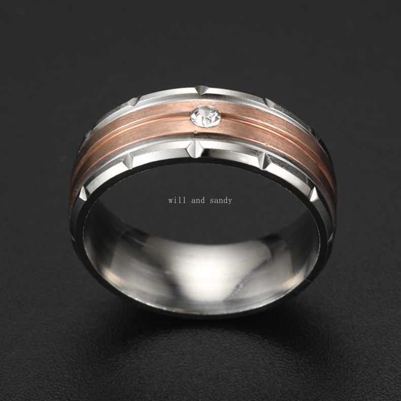 Cubic Zirconia Diamond Ring Band Contrast Color Rose Gold Finger Tail Rings for Men Women Charm Engagement Wedding Promise Band Fashion Designer Jewel