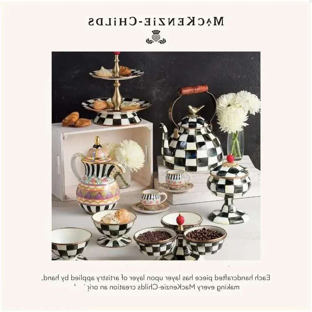 Storage Bottles Jars Courtly Check Enamel Canister Black-And-White Kitchen Container With Lid Mini 240820 Drop Delivery Home Garden Ho Otskb 23 ds