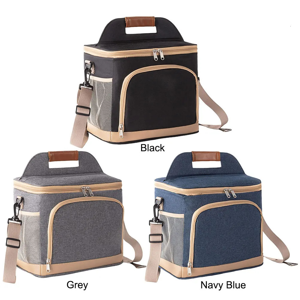 Ship from US Lunch Picnic Bag with Strap Cooling Leakproof Portable Cooler Box Insulation for Camping Outdoor Activities 250227FBB