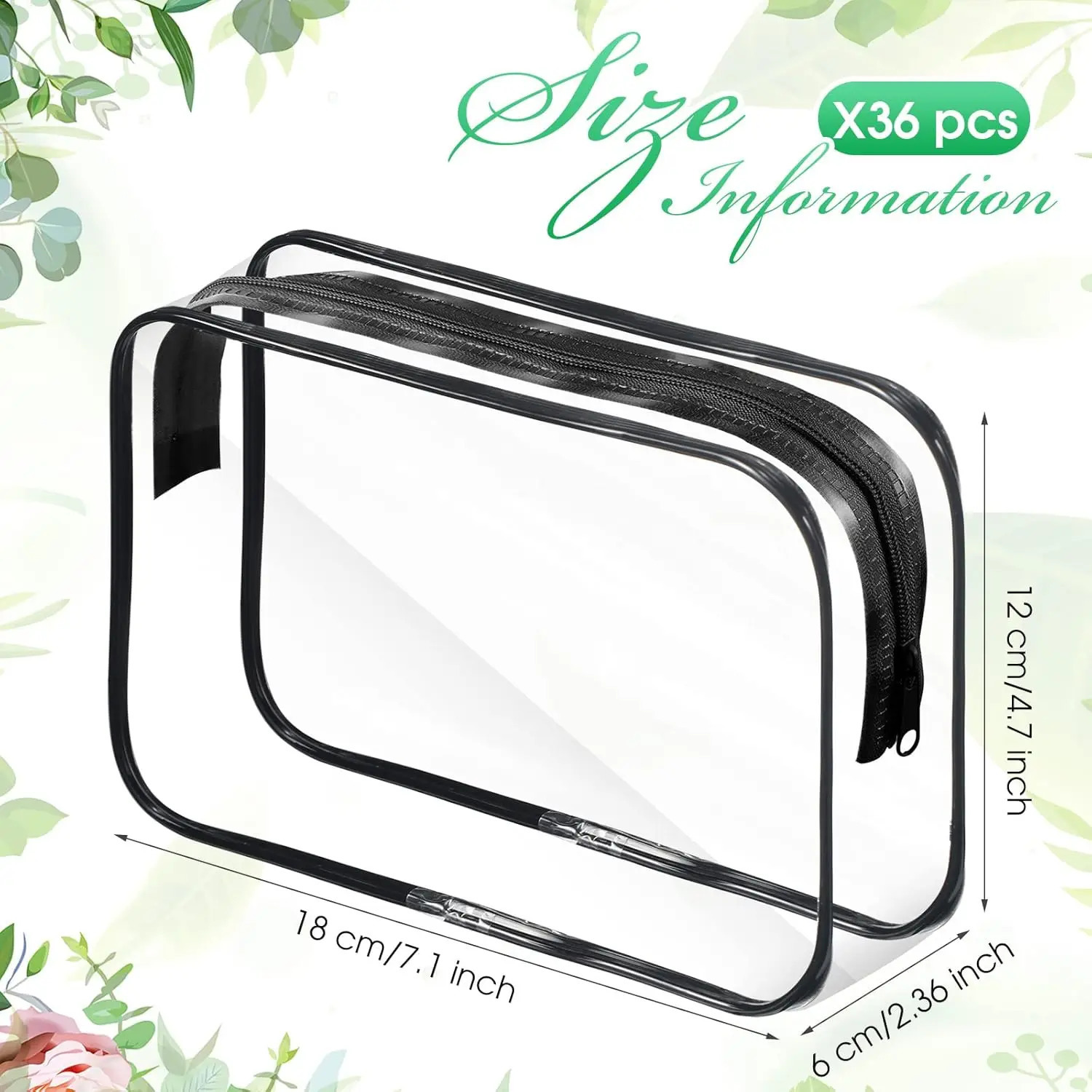 Ship from US 36 Pieces Clear Makeup Bags Bulk Travel Toiletry Transparent Cosmetic Pouches with Zipper Waterproof Portable PVC 250227FBB