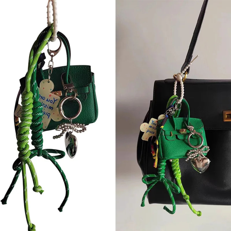 Complicated Delicate Bag Charm Keychain Decoration Pendant With Hanging Rope Handbag Key Ring Ornament Travel Accessories 250227