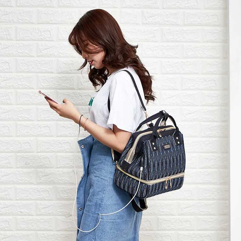 Diaper Bags New multifunctional mother diaper backpack for pregnant women large capacity dry wet separation zipper mother travel pajamas care bag Y250