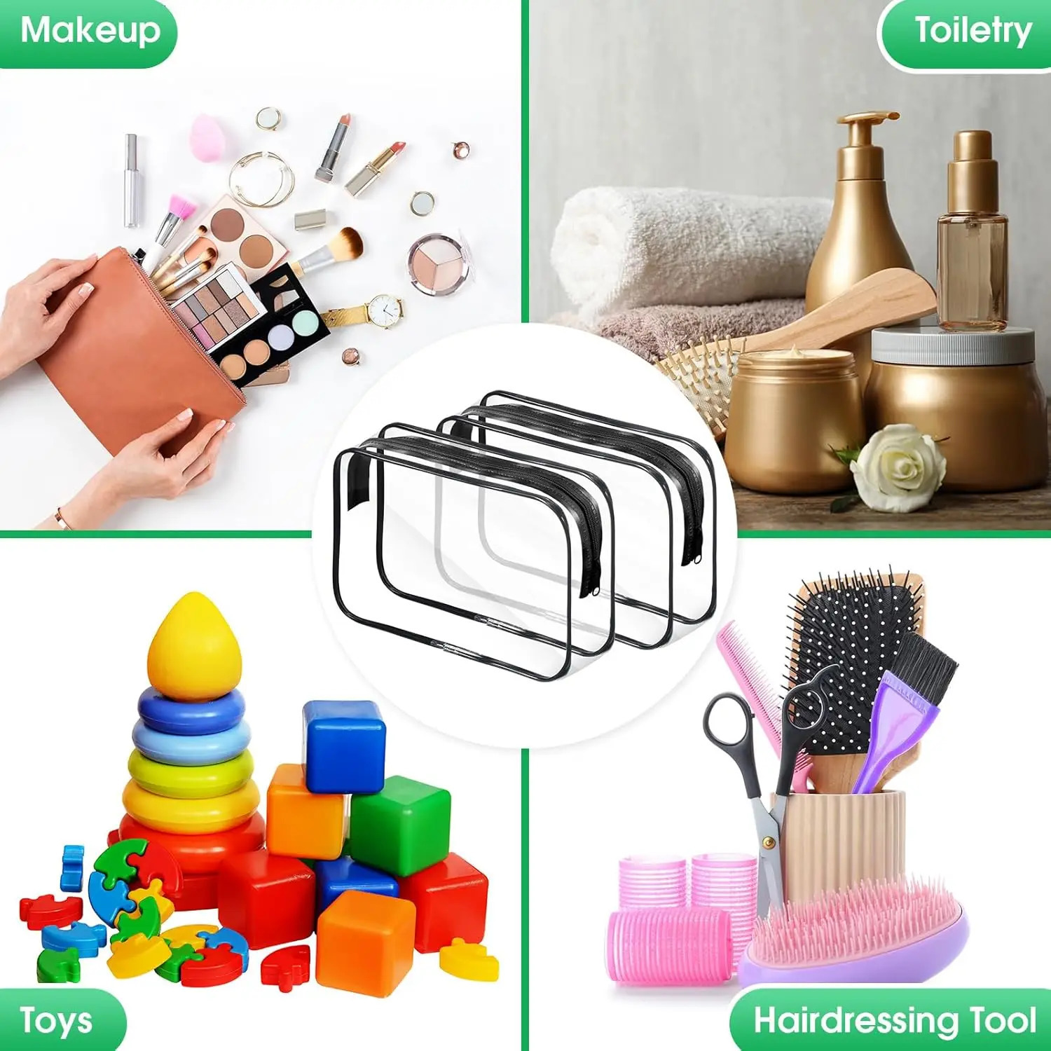 Ship from US 36 Pieces Clear Makeup Bags Bulk Travel Toiletry Transparent Cosmetic Pouches with Zipper Waterproof Portable PVC 250227FBB