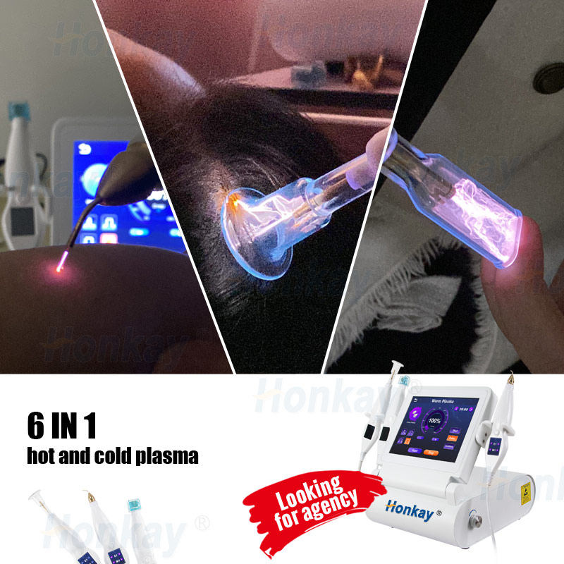 Custom Logo 6 IN 1 Hot and Cold Spark Plasma Beauty Machine Freckle Removal Facial Anti-Aging Face Lifting Care Rejunevation Fusion Plasma Treatment D