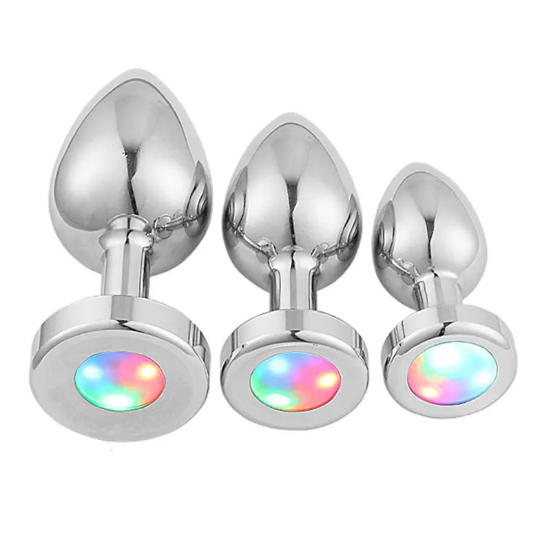 Led Butt Plug Metal Anal Plug With Light Sex Games For Couples Luminous Anal Cork Prostate Massage Buttplug Tail Erotic Toys 250227