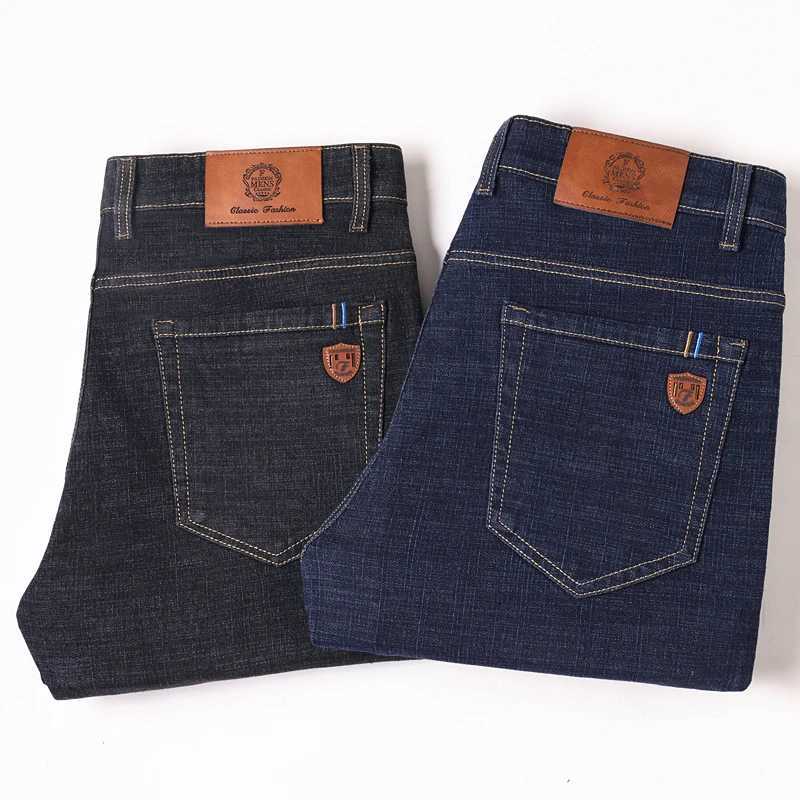 Mens High-end Business Slim Fit Straight Elastic Casual Jeans Classic Fashion Cotton Soft Comfortable Denim Trousers X250227