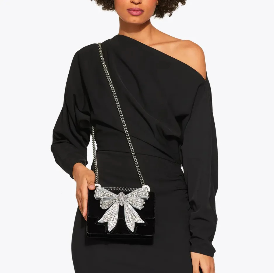 Ship from US Arrival Bowknot Mini Bag Evening Party Fashion Womens Shiny Sweet Shoulder and Crossbody Chain 250227FBB