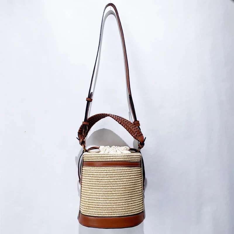 Drawstring Bucket Bags For Women Designer Handbags Purses 2025 New In Casual Straw Weave Beach Small Shoulder Crossbody