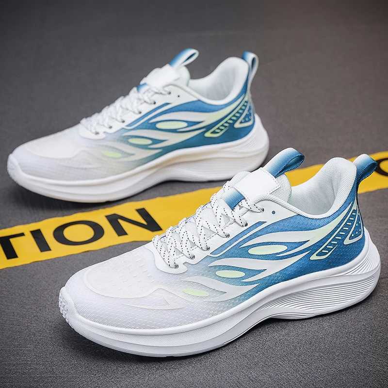 Mens running shoes mesh lightweight casual breathable flat sports shoes 2024 new fashionable lace plus size mens tennis shoes Z250227