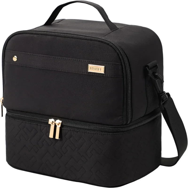 Ship from US Lunch Bag Women Insulated Two Separate Compartments Meal Box with Adjustable Shoulder Strap Leakproof Cooler Work 250227FBB