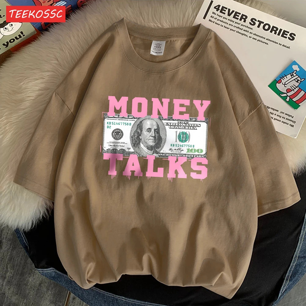 Money Talks The Power of The Us Dollar T-shirt Femme Chic S-Xxxl T-shirt Casual T-shirt Senior Street Short Sleeve 250225