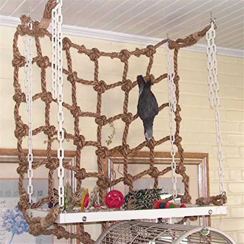 40*40cm Parrot Climbing Net Bird Toy Swing Rope Net Bird Stand Net Hammock With Hook Bird Hanging Climbing Chewing Biting Toys 250226