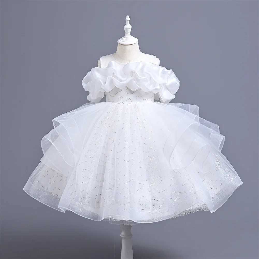 Girl's Dresses New childrens dress elegant and fashionable princess sequin fluffy tight performance dress for girls Goz tight ball dress frog Y25