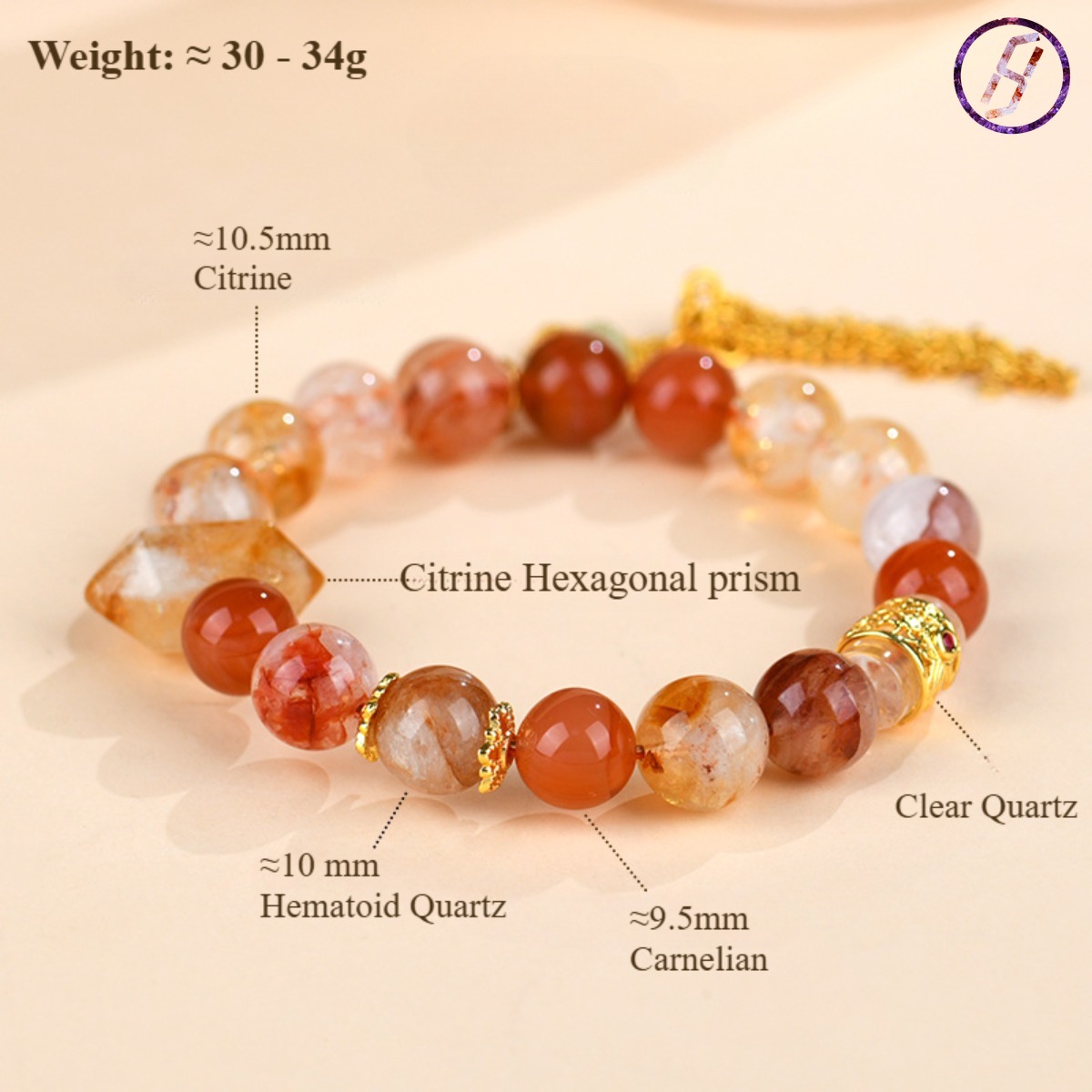 2025 New Network Hit "Nezha 2" Series A Variety of Original Bracelets Natural Crystal Citrine Carnelian Crystal Women's Bracelet Custom