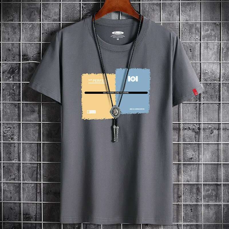 2025 Summer New Versatile Fashion Comfortable Men's Designer T-shirt White Oversized Pattern Retro Leisure Breathable T-shirt Anime