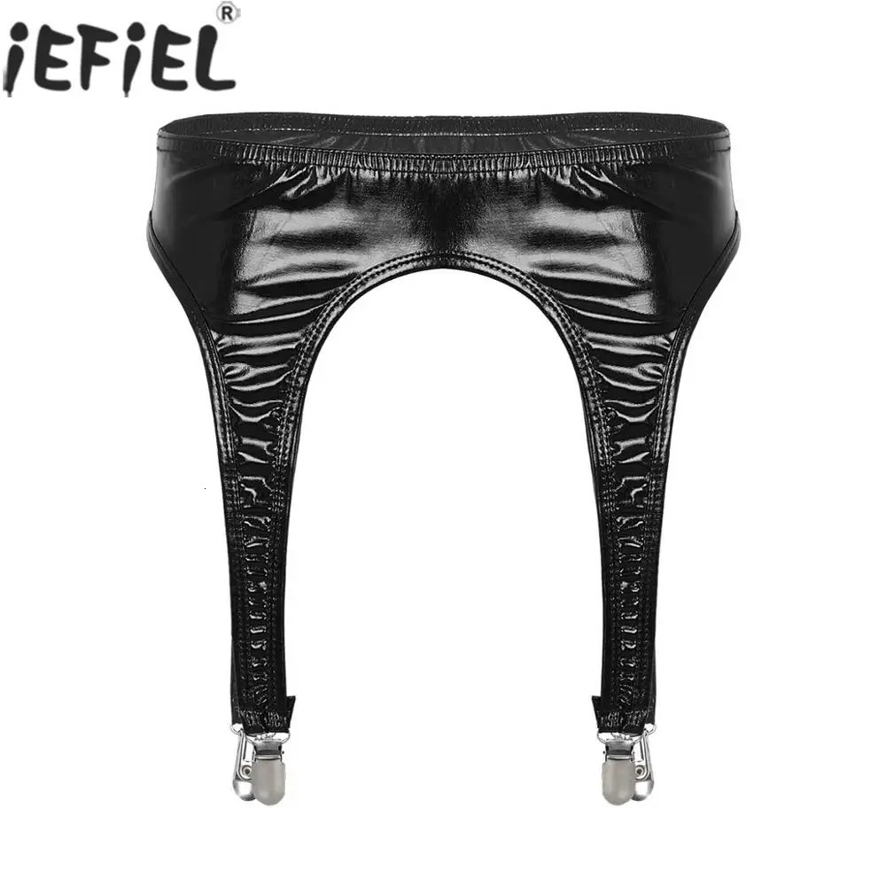 Women Garter Belt Gothic Lingerie Shiny Metallic High Waist Suspender for Thigh High Stockings Rave Festival Pole Dance Costume 250227