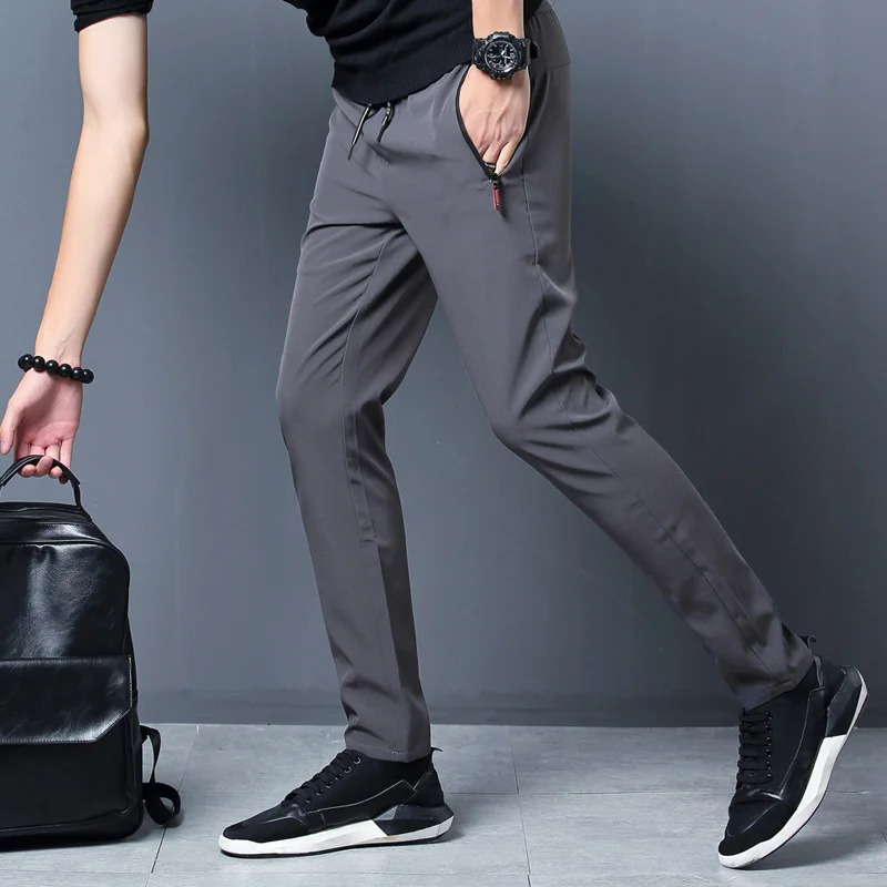 Mens Casual Pants Stretch Slim Fit Elastic Waist Jogger Korean Classic Blue Black Gray Male Trousers Plus Size 4XL 5XL 250227