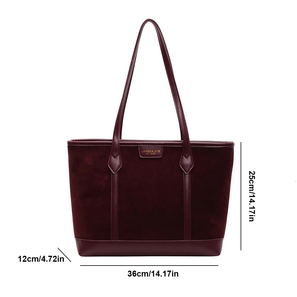 Ship from US Suede Bag Retro Underarm Shoulder Large Capacity Top Handbag Wallet 250227FBB