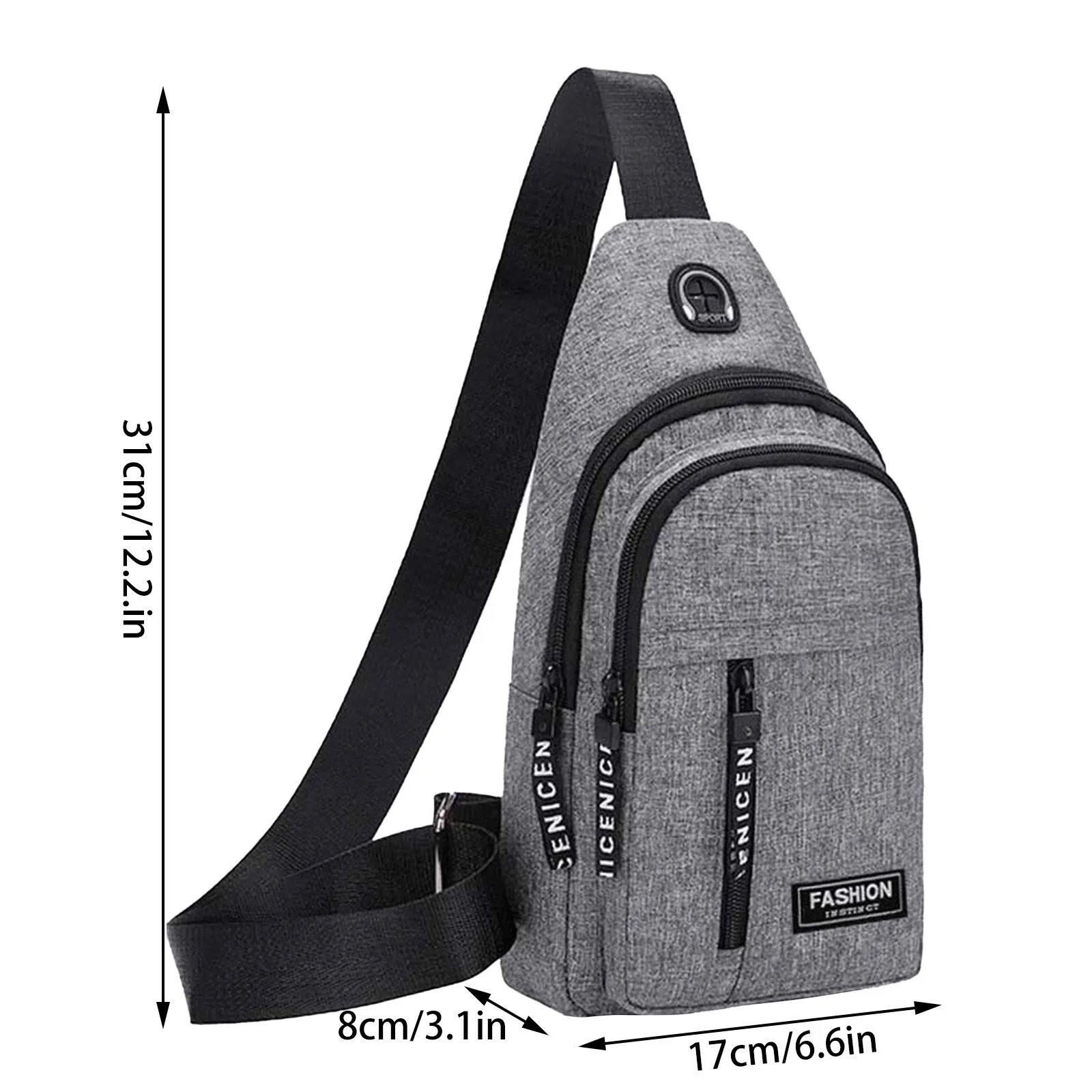 Multipurpose Strap Bag Lightweight Crossbody Backpack for Men Shoulder Sports and Outdoor with Headphone Hole 250326