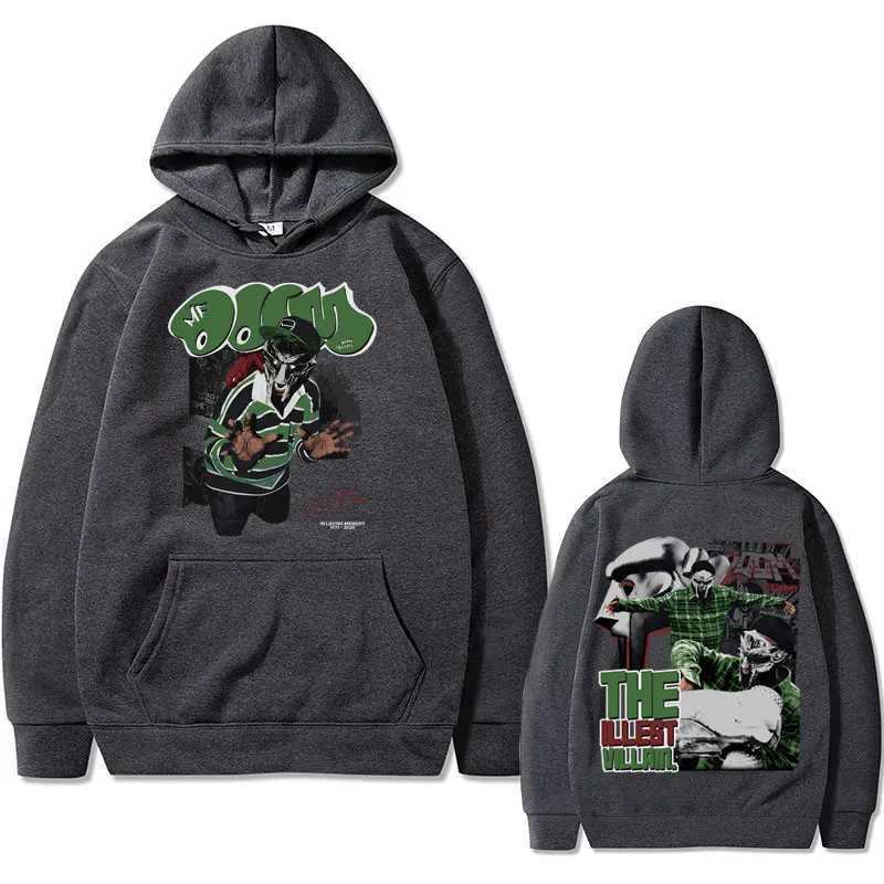 Rapper Mfdoom Madvillainy The Illest Villains Double Sided Print Hoodie Men Loose Hip Hop Sweatshirts Men Flce Cotton Hoodies X250227
