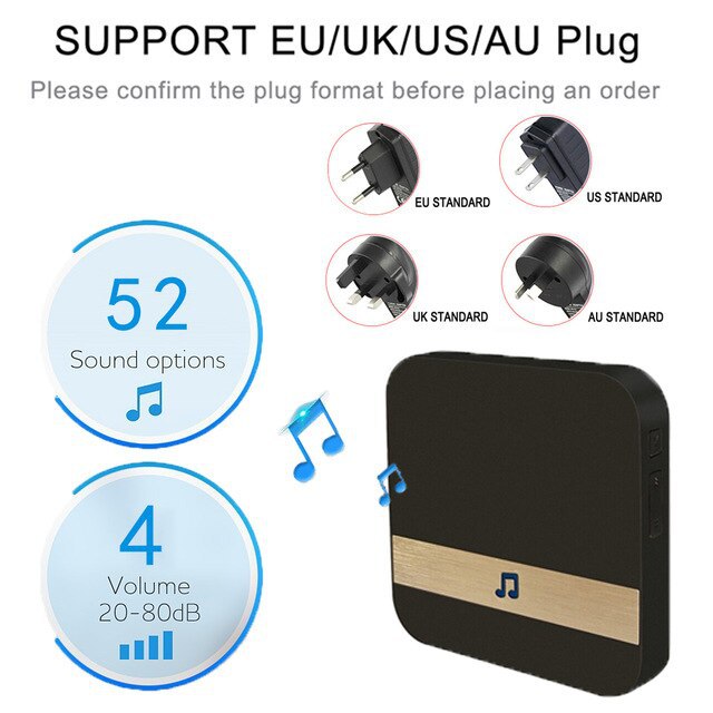 Smart Indoor Doorbell Wireless WiFi Door Bell Ring for Video Doorphone Home long distance EU US UK AU plug