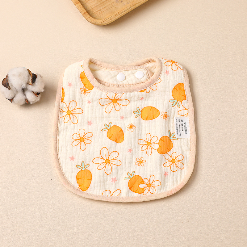 Baby Bibs 6 Layer Pure Cotton Gauze Drool Towel Newborn U-Shaped Bandana Feeding Burp Cloth Anti Spilting Milk