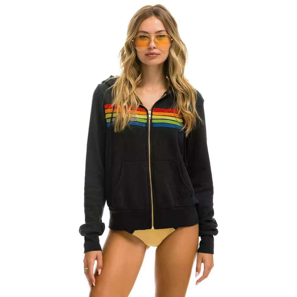 2021 new women's casual rainbow long sleeved hoodie