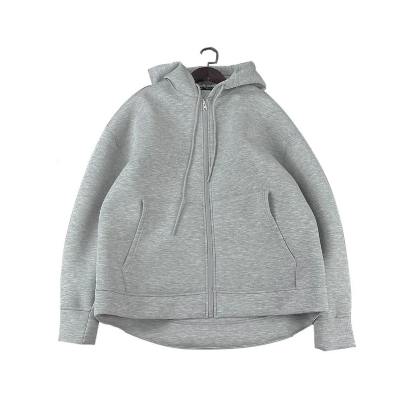 Winter Womens Zipper Hoodie High Street Unisex Double Pocket Oversized Loose Sweater Top 250227