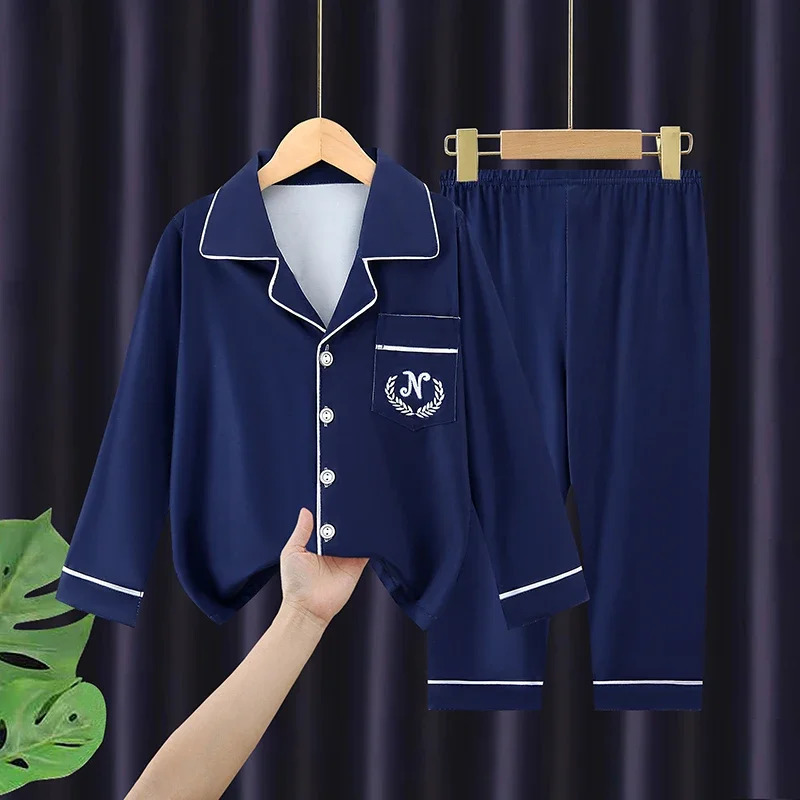 Teenager Boy Girl Pajamas Set Kids Spring Autumn Print Cute Cotton Sleepwear Long Sleeve Birthday Gift School Loungewear 3-16Y 250227