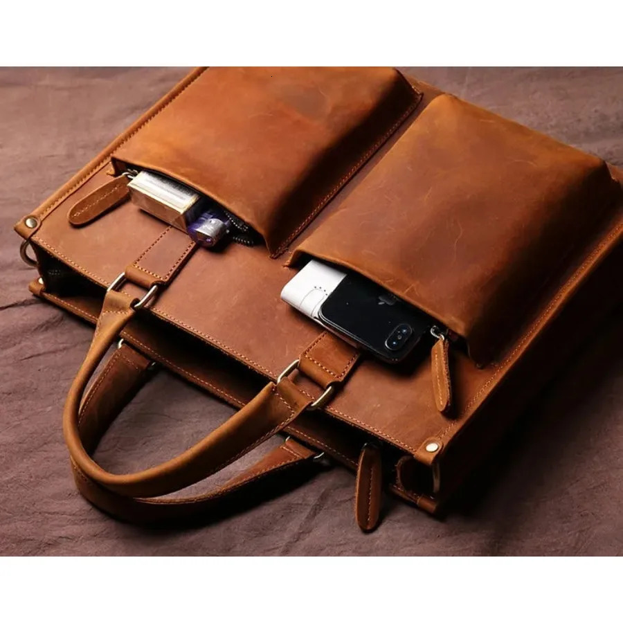 Ship from US Vintage Leather Messenger Bag for Business Professional Men Durable and Stylish Briefcase 250227FBB
