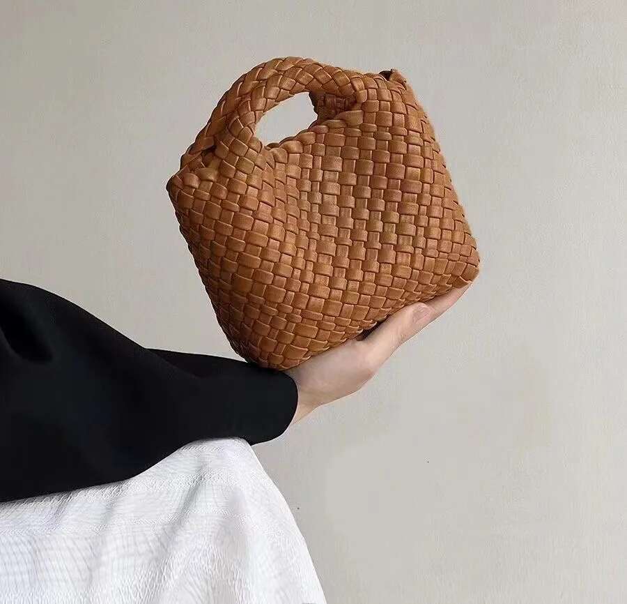 Women's Bags Clutch evening female Bucket woven Tote PU woman on sale medium size Hand knitting Ribbon Chain bag
