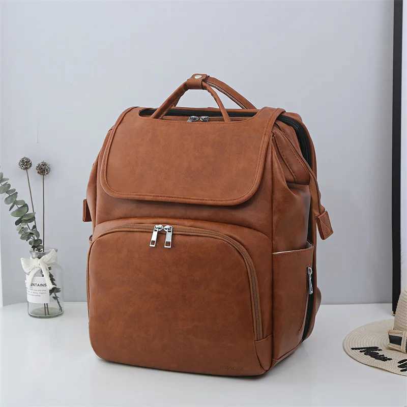 Diaper Bags Multi Functional Mommy Bag PU Leather Diaper Bag Backpack Unisex Baby with Changing Mat Large Capacity Travel Diaper Backpack Y250227KWTV